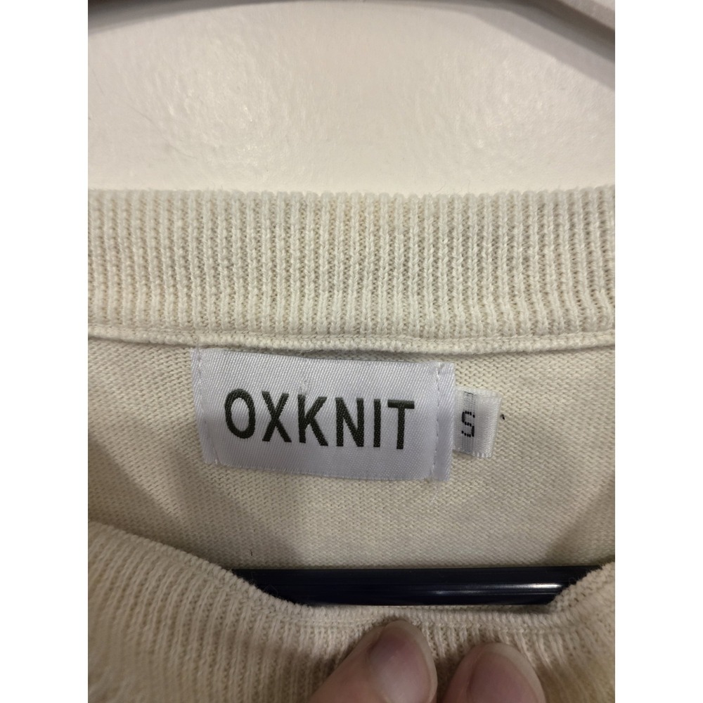 OXKNIT Rainbow Stripe Sweater Cream Pullover Long Sleeve Retro Womens SM - Picture 2 of 4